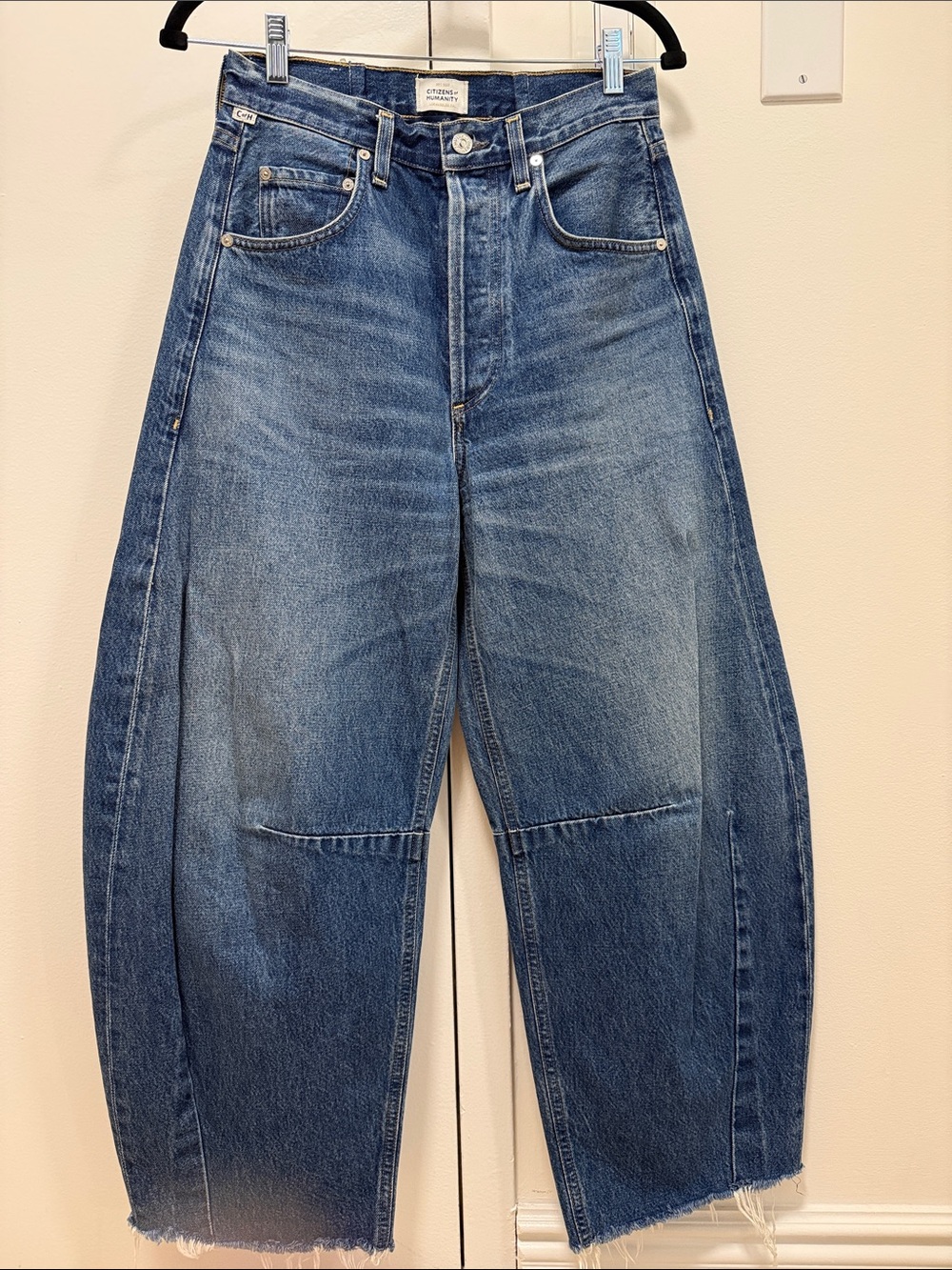 Citizens Of Humanity Distressed Wide-Leg Blue Denim Jeans